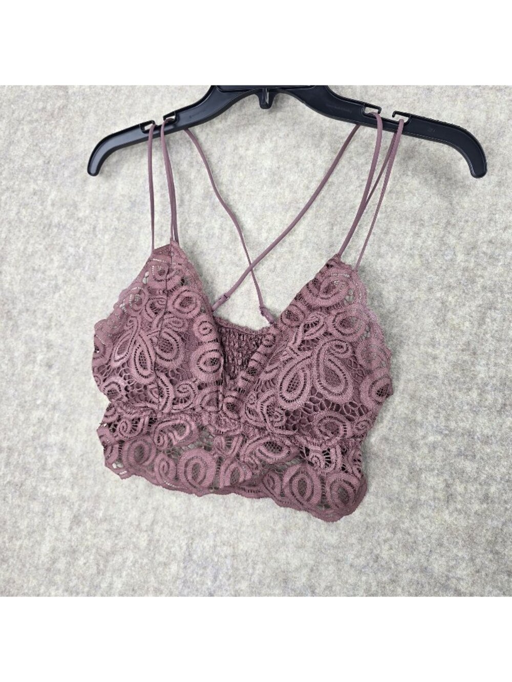 Pink Lace Crochet Bralette Top With Adjustable Straps M